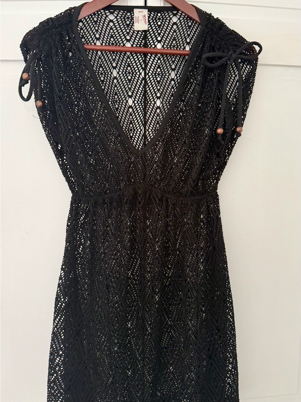 Arizona Jean Company Black Crochet V-Neck Swim Cover-Up